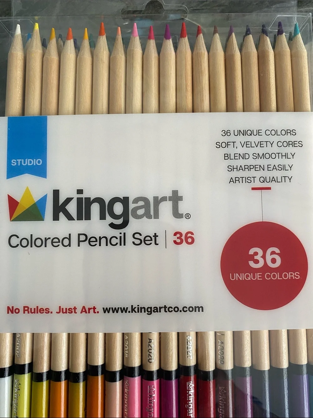 Kingart Studio 36-Color Colored Pencil Set - Natural Wood
